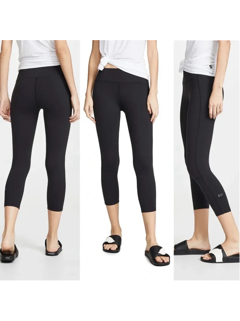 Splits59 Black 3/4 Length Run Tight Athletic Yoga Capri Crop Leggings Size M Nwt